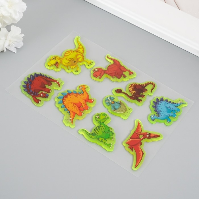 Наклейка силикон на стекло фосфорная Наклейка силикон на стекло фосфорная "Динозаврики" 20х16 см