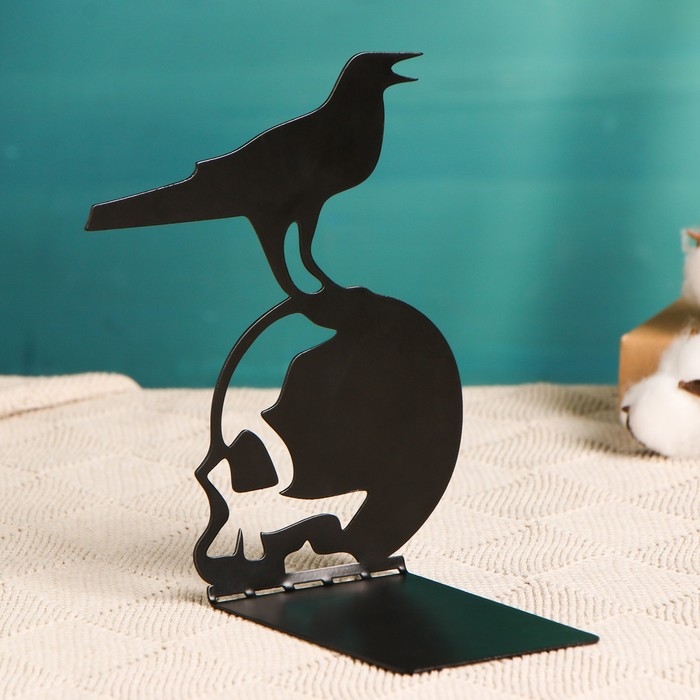 Держатель-подставка для книг  Держатель-подставка для книг "Ворон на черепе", черный, 1шт