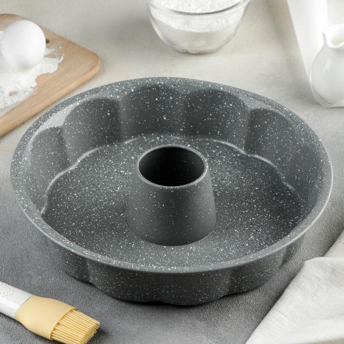 Форма для выпечки &laquo;Элин Мрамор. Немецкий кекс&raquo;, 2,5 л, d=29 см, антипригарное покрытие, цвет серый