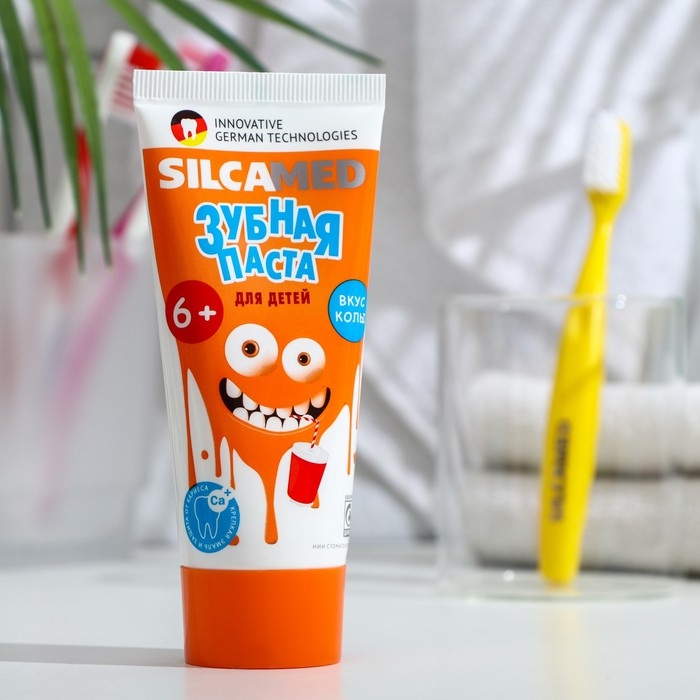 Зубная паста Silcamed со вкусом Колы, 65 г + зубная щетка 1 шт., набор Зубная паста Silcamed со вкусом Колы, 65 г + зубная щетка 1 шт., набор