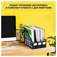 Лоток для бумаг cборный, вертикальный, 3 отделения, чёрный