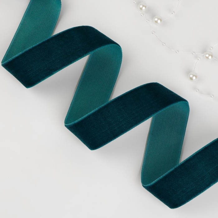 Лента бархатная, 25 мм, 18 ± 1 м, цвет изумрудный №72 Лента бархатная, 25 мм, 18 ± 1 м, цвет изумрудный №72