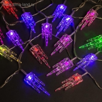 Гирлянда «Нить» 5 м с насадками «Льдинка», IP20, прозрачная нить, 20 LED, свечение мульти (RG/RB), мигание, 220 В