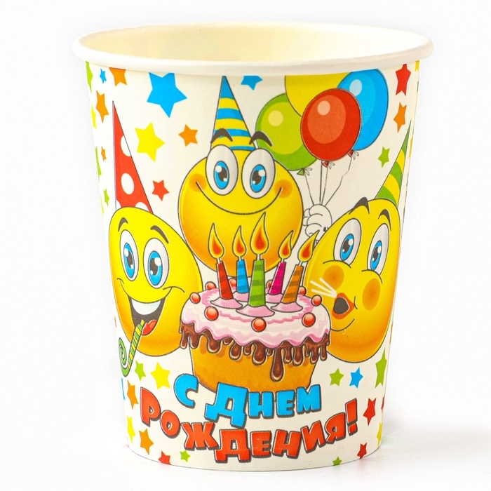 Набор посуды одноразовый «Смайлы», 12 стаканов, 12 тарелок Набор посуды одноразовый «Смайлы», 12 стаканов, 12 тарелок