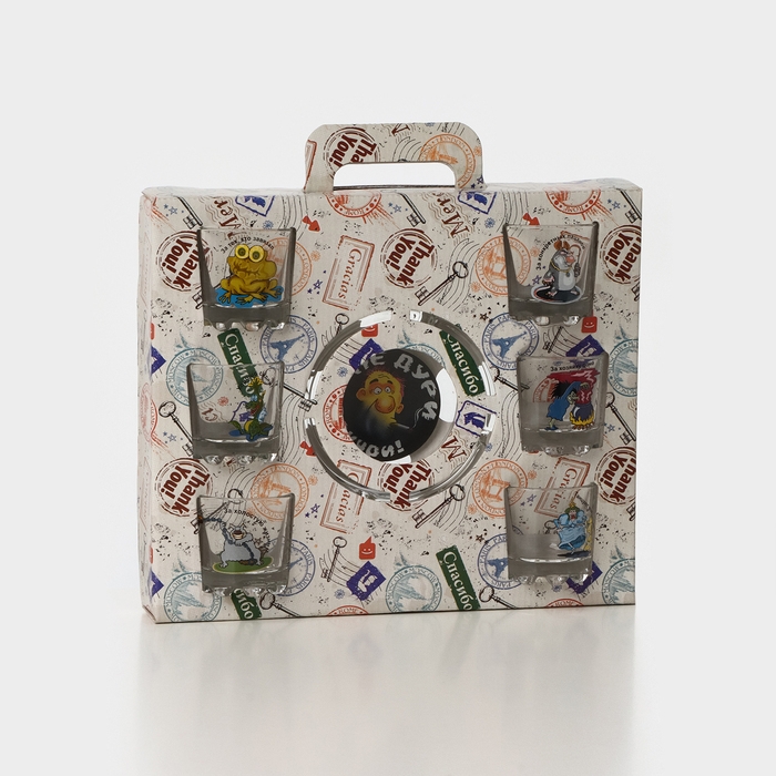 Набор «Приколы», 6 стопок 50 мл, пепельница, МИКС Набор «Приколы», 6 стопок 50 мл, пепельница, МИКС