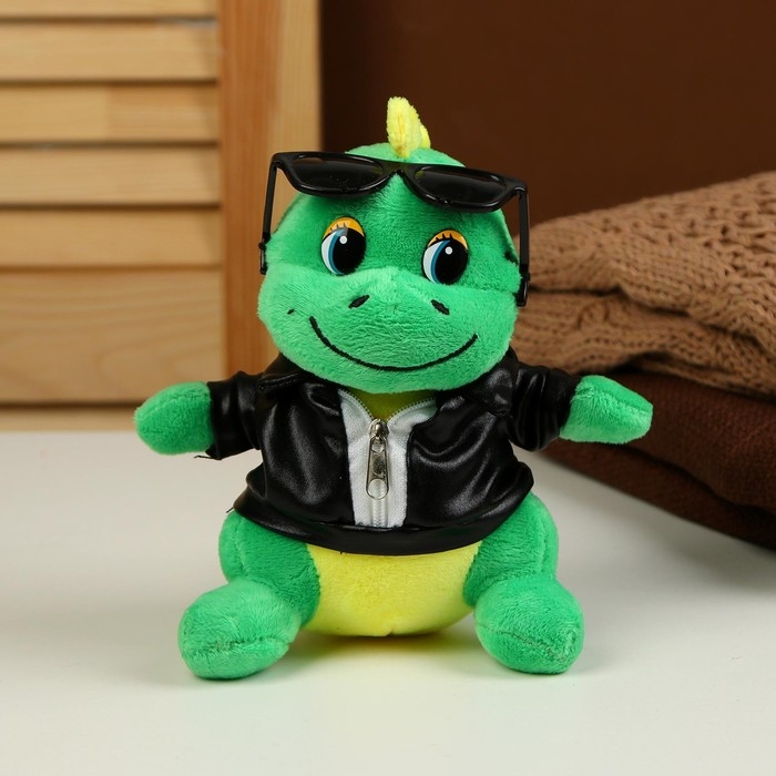 Мягкая игрушка «Дракон», в чёрной куртке и очках, 15 см, цвет зелёный Мягкая игрушка «Дракон», в чёрной куртке и очках, 15 см, цвет зелёный