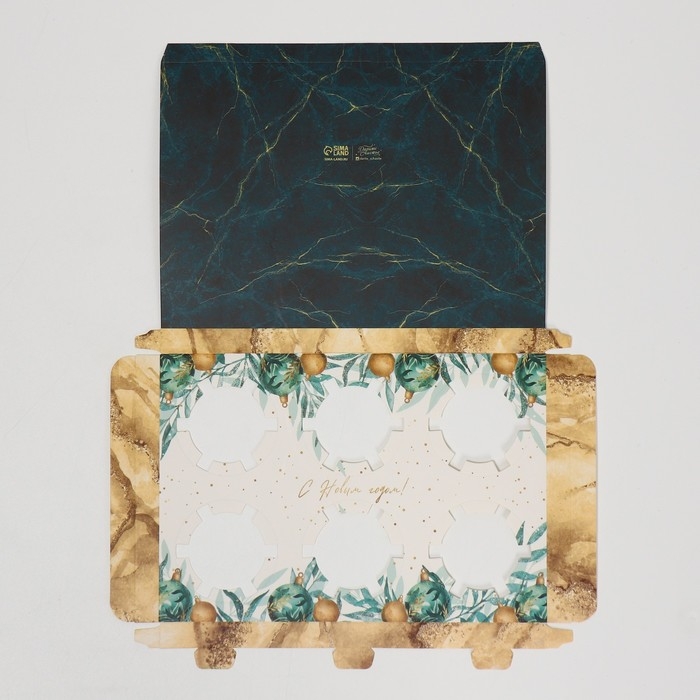 Коробка для капкейка «Мрамор», 23 х 16 х 11.5 см, Новый год Коробка для капкейка «Мрамор», 23 х 16 х 11.5 см, Новый год