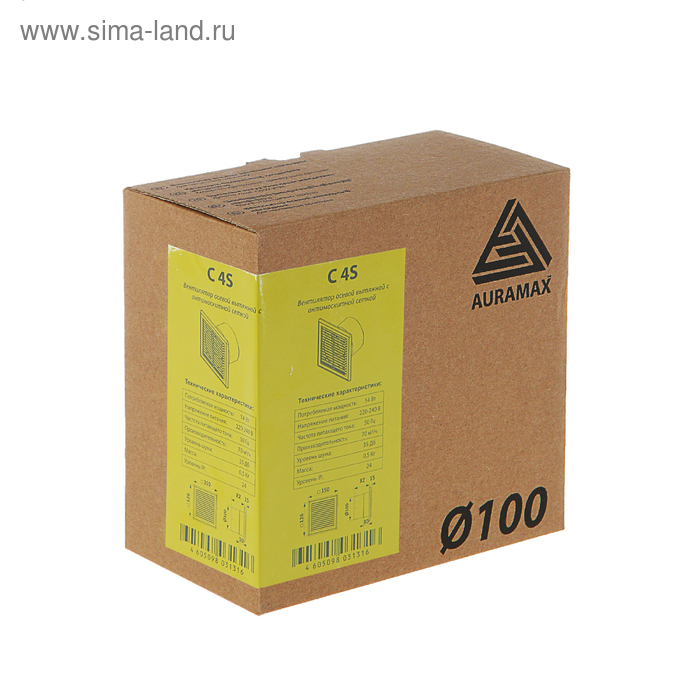 Вентилятор вытяжной AURAMAX С 4S, 150х150 мм, d=100 мм, 220‒240 В