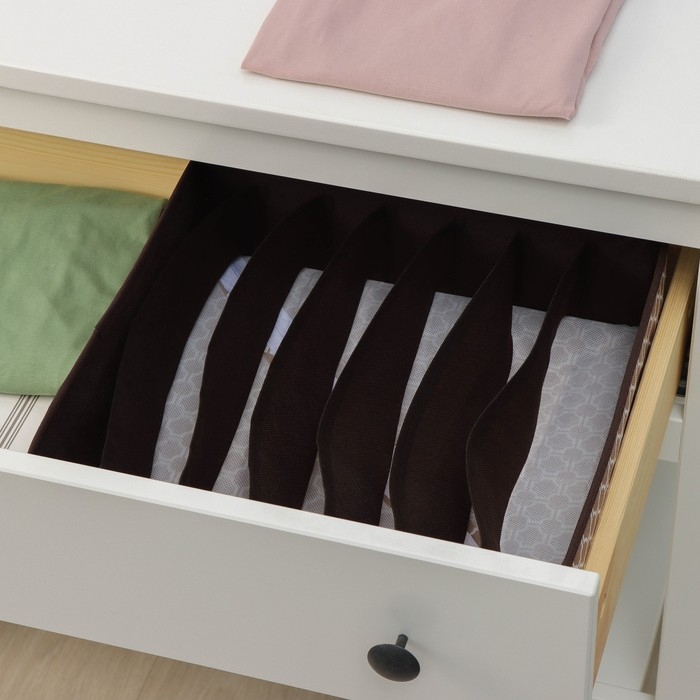 Органайзер для хранения белья Доляна «Браун», 7 ячеек, 34×30,5×10 см, цвет коричневый Органайзер для хранения белья Доляна «Браун», 7 ячеек, 34×30,5×10 см, цвет коричневый