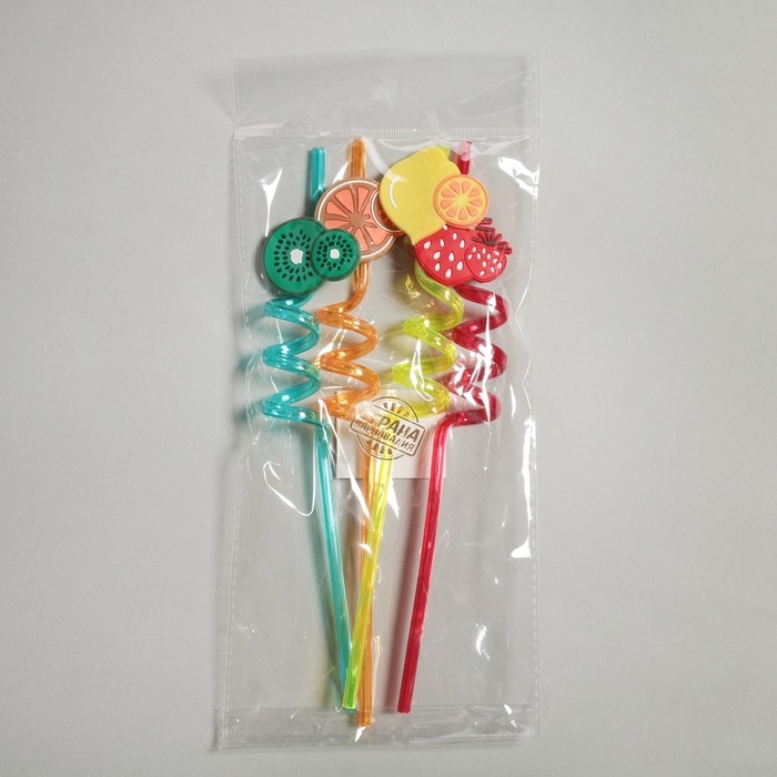 Трубочка из пластика «Фрукты», набор 4 шт., МИКС Трубочка из пластика «Фрукты», набор 4 шт., МИКС