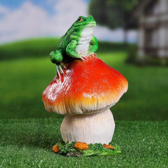 Садовая фигура  Садовая фигура "Гриб с лягушкой" 24х14х14см