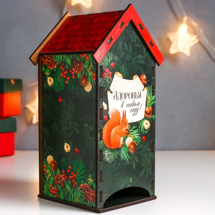 Новогодний чайный домик Новогодний чайный домик "Белочка" 20х10,5х9,5 см
