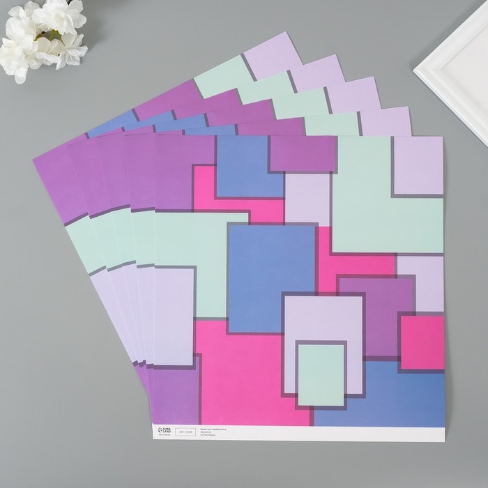 Бумага для скрапбукинга Бумага для скрапбукинга "Яркая геометрия" плотность 180 гр набор 5 шт 30,5х32 см