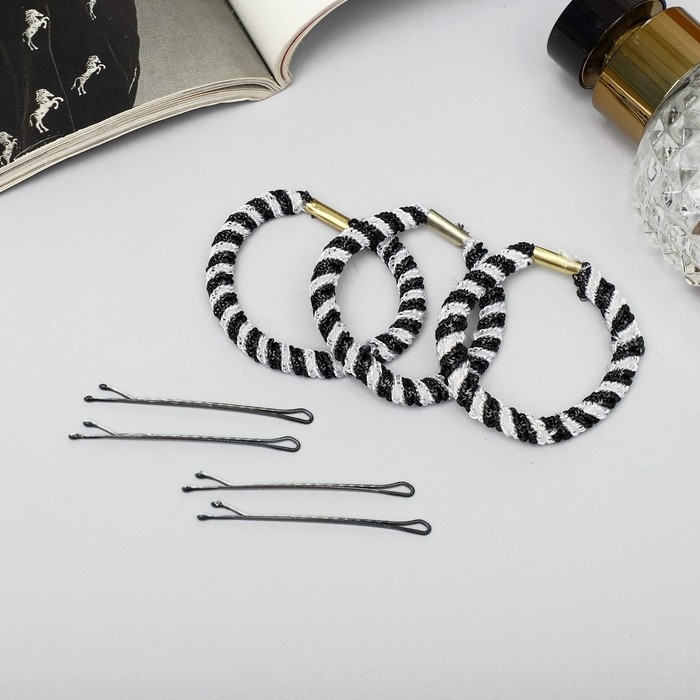 Набор для волос Набор для волос "Радуга" (28 невидимок, 6 резинок) чёрно-белый