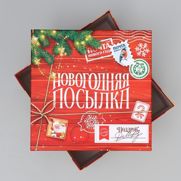 Коробка подарочная «Новогодняя посылка», 26.2 х 26.2 х 14 см, Новый год Коробка подарочная «Новогодняя посылка», 26.2 х 26.2 х 14 см, Новый год