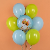 Шар фольгированный 18" «С днём Рождения! Корги», круг