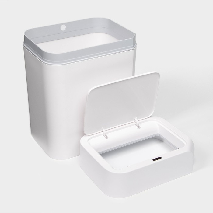 Ведро для мусора сенсорное Доляна, 12 л, цвет белый Ведро для мусора сенсорное Доляна, 12 л, цвет белый