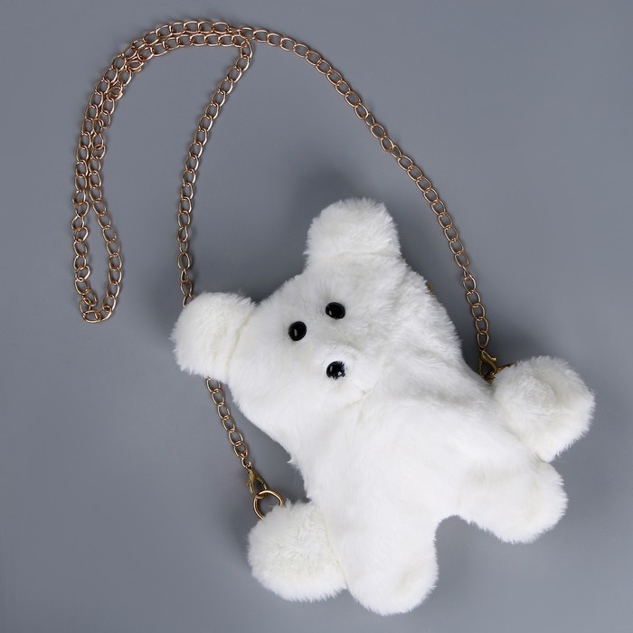 Сумка плюшевая "Мишка", цвет белый