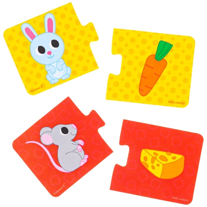 Мягкий пазл для малышей «Кто что ест?», 5 пазлов, Крошка Я Мягкий пазл для малышей «Кто что ест?», 5 пазлов, Крошка Я