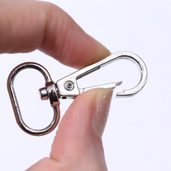 Карабин металлический, 46 × 25 мм / 20 × 3 мм, 5 шт, цвет серебряный Карабин металлический, 46 × 25 мм / 20 × 3 мм, 5 шт, цвет серебряный