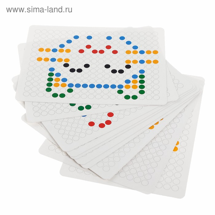 Магнитный планшет для рисования «Пуговки», большой, 10 трафаретов, 266 ячеек, 126 пуговок