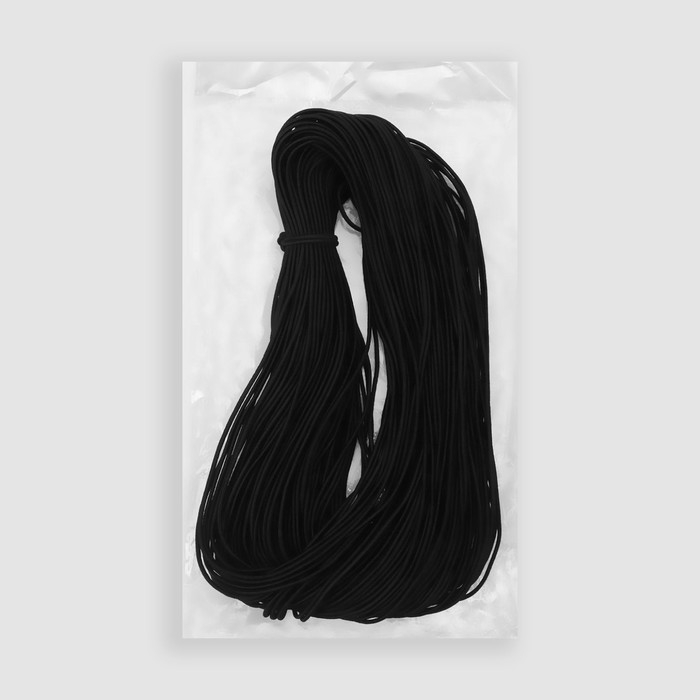 Резинка шляпная, 2 мм, 50 ± 1 м, цвет чёрный Резинка шляпная, 2 мм, 50 ± 1 м, цвет чёрный