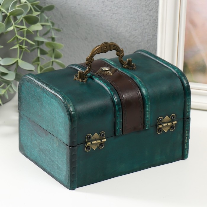 Шкатулка дерево  Шкатулка дерево "Ромб" набор 2 шт голубая 7,8х11,8х8 см 11х15,7х11,5 см