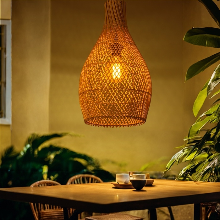 Светильник потолочный из ротанга Светильник потолочный из ротанга "Айван" 1х120Вт, Е27, 30х30х52 см