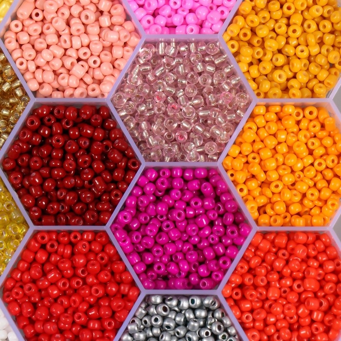 Бисер стекло 8/0, 12/0 в шкатулке  Бисер стекло 8/0, 12/0 в шкатулке "Осень" бусины, эласт. нить, ножницы, пинцет 20х20х1,8 см   102431