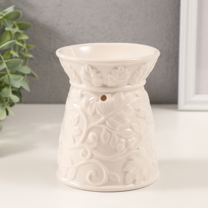 Аромалампа керамика Аромалампа керамика "Растительный узор" белая состаренная 9,5х9,5х12 см
