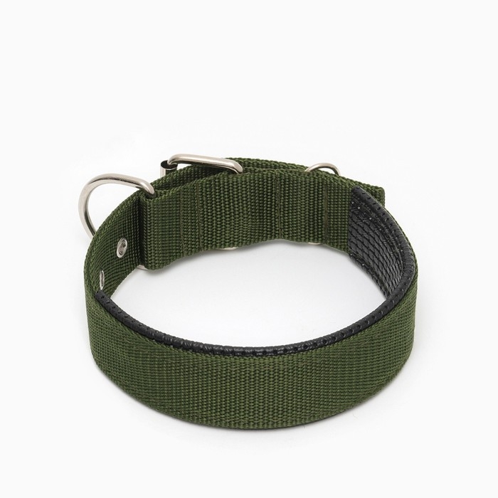 Ошейник  Ошейник "Комфорт" комбинированный, 60 х 4 см, ОШ 44-55 см, темно-зелёный