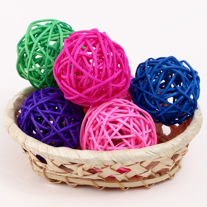 Шар декоративный из лозы, набор 6 шт, размер 1 шт 5 см, цвет МИКС Шар декоративный из лозы, набор 6 шт, размер 1 шт 5 см, цвет МИКС