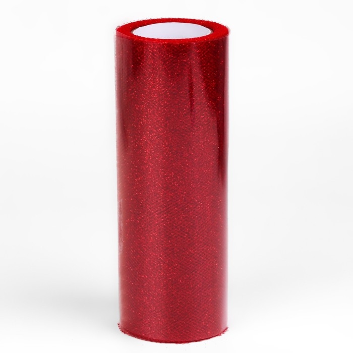 Фатин с глиттером, 15 см, 11 ± 1 г/кв.м, 9 ± 0,5 м, цвет красный №20 Фатин с глиттером, 15 см, 11 ± 1 г/кв.м, 9 ± 0,5 м, цвет красный №20