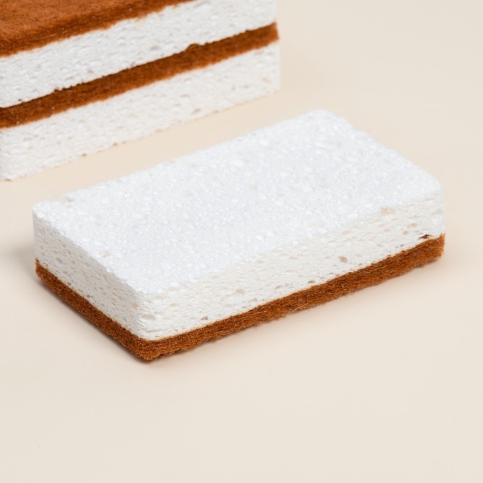 Губки для посуды SL Home, из древесной целлюлозы, с кокосовым абразивом, 3 шт, 21×12×3 см Губки для посуды SL Home, из древесной целлюлозы, с кокосовым абразивом, 3 шт, 21×12×3 см