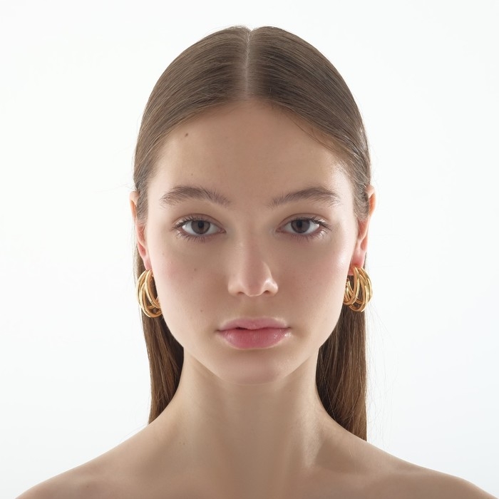 Серьги-кольца «Тринити» d=2, цвет золото Серьги-кольца «Тринити» d=2, цвет золото