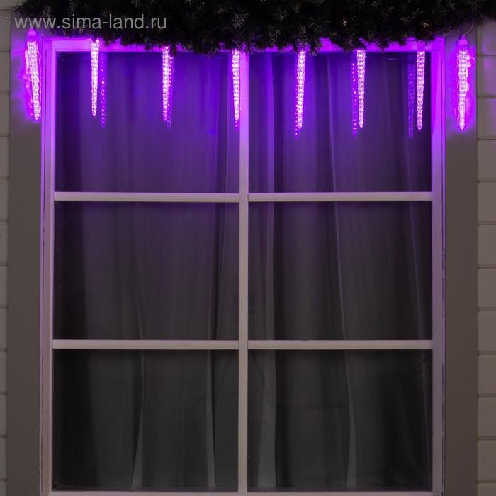 Гирлянда «Сосульки рифленые» 2.5 × 0.3 м, IP65, прозрачная нить, 192 LED, свечение фиолетовое с эффектом стекания, 12 В
