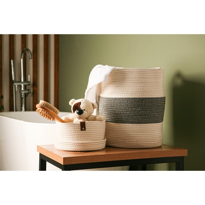 Корзина для хранения SL Home «Бэлл», плетёная ручной работы, малая, 25×25×13,5 см, цвет белый