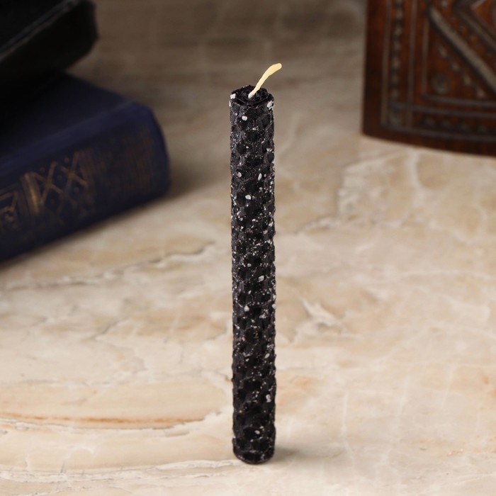 Свеча из вощины с солью  Свеча из вощины с солью "Чистка каждый день", 13х1,7 см, 1 ч, черный