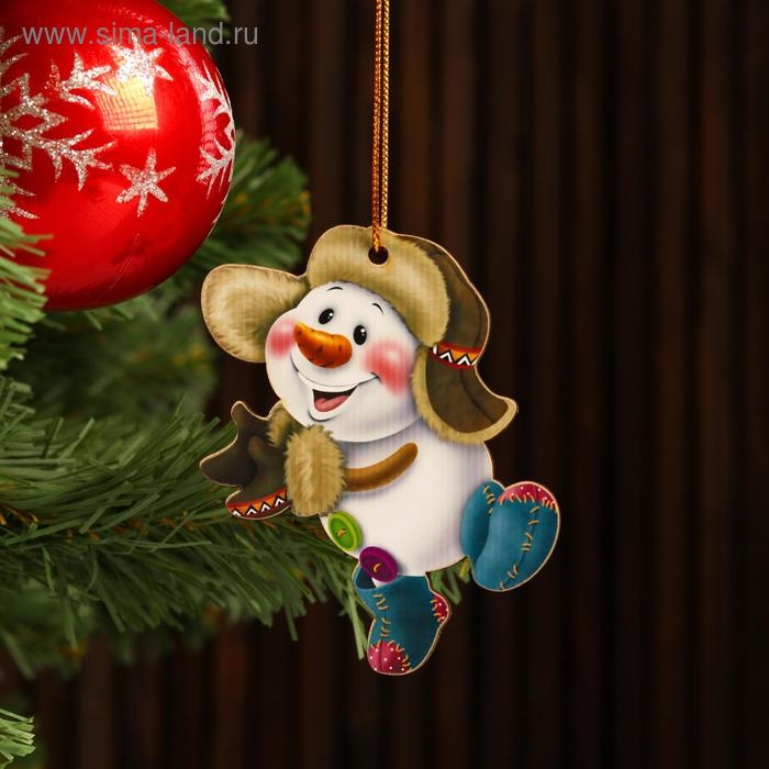 Игрушка на ёлку Игрушка на ёлку "Снеговик весёлый", 9,5х7см