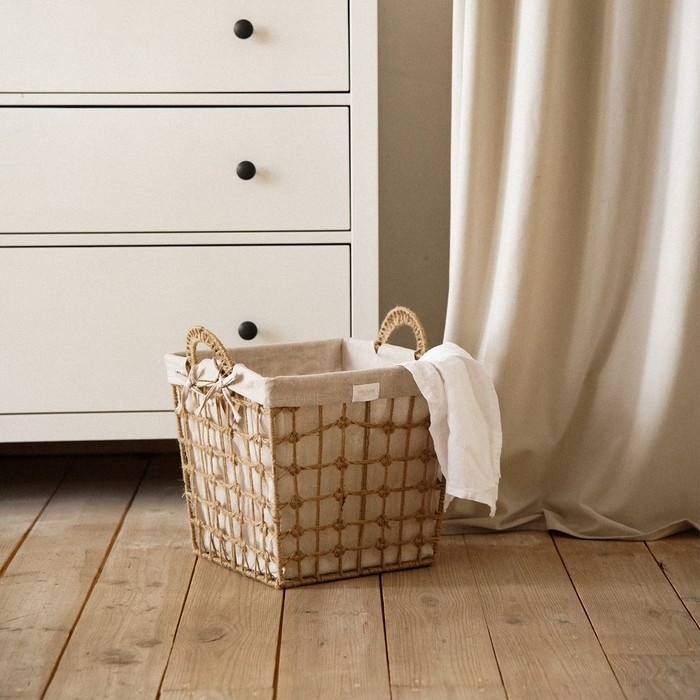 Корзина для хранения SL Home, ручное плетение, с ручками, квадратная, джут, 33&times;33&times;36 см