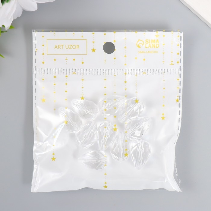 Бусины для творчества пластик Бусины для творчества пластик "Кристалл-капля" набор 20 гр 2х1,3х1,3 см