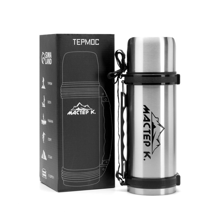 Термос, 1.2 л, Движение, Термос, 1.2 л, Движение, "Мастер К.", с кружкой, сохраняет тепло 18 ч, 9.8 х 34 см