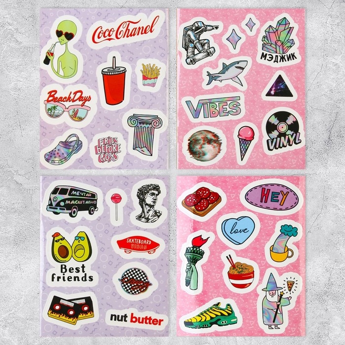 Наклейки детские, альбом 8 листов, Boom vibes, 11 х 13.5 см Наклейки детские, альбом 8 листов, Boom vibes, 11 х 13.5 см