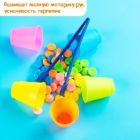 Набор для сортировки «Стаканчики», с пинцетом, по методике Монтессори, 3+