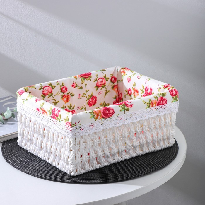 Корзина для хранения плетёная ручной работы Доляна «Лето», 26×20×11 см, цвет белый Корзина для хранения плетёная ручной работы Доляна «Лето», 26×20×11 см, цвет белый