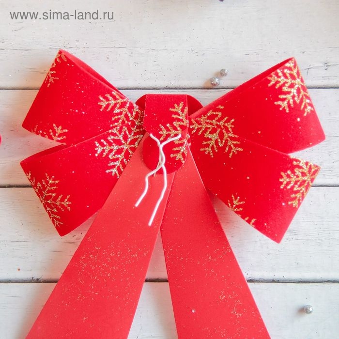 Украшение ёлочное Украшение ёлочное "Бант в снежинках" (набор 2 шт) 14х16 см, красно-золотой