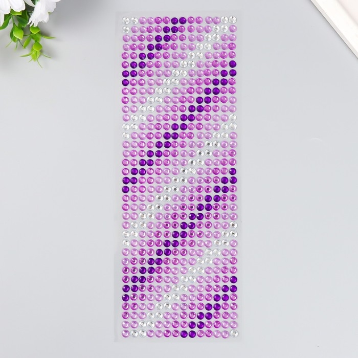 Наклейка пластик стразы "Градиент розово-фиолетовый" 30х10,5 см