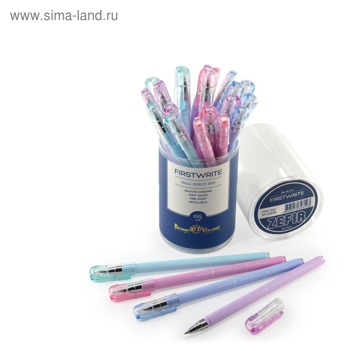 Ручка шариковая FirstWrite Zefir, 0.5 мм, синие чернила, матовый корпус Silk Touch, МИКС Ручка шариковая FirstWrite Zefir, 0.5 мм, синие чернила, матовый корпус Silk Touch, МИКС
