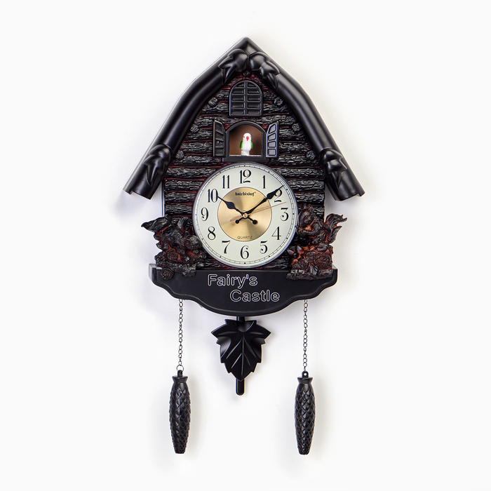 Часы настенные интерьерные большие с кукушкой  Часы настенные интерьерные большие с кукушкой "Белочки", бесшумные, 53 х 7 х 35 см