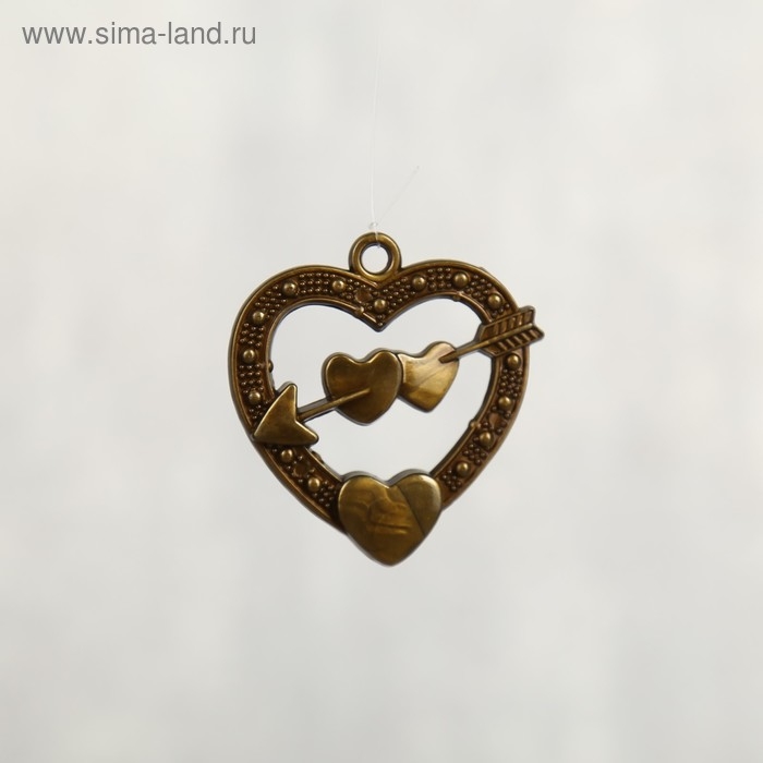 Музыка ветра металл Музыка ветра металл "Двойное сердце со стрелой" 4 трубочки 56 см